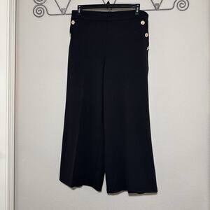 Versona Women's Dress Pants Black Wide Leg Stretch Work Cute Buttons Casual XXLP